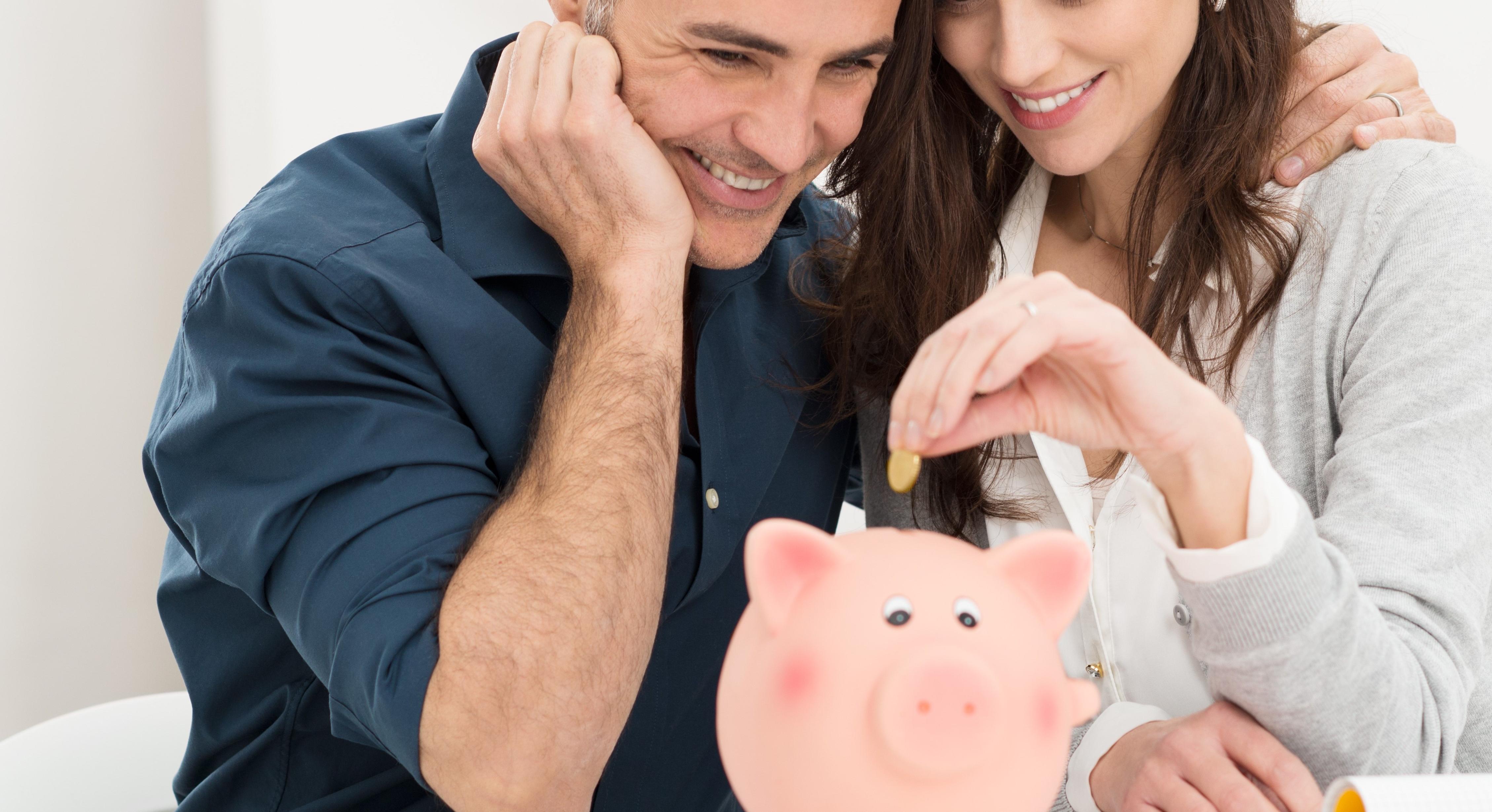 Couple with piggy bank